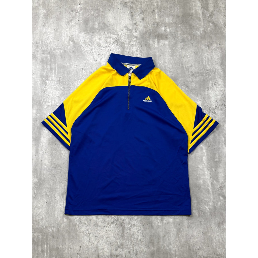 Vintage Adidas Two Tone Embroidered Logo 1/4 Zip Keeper Jersey Size Medium