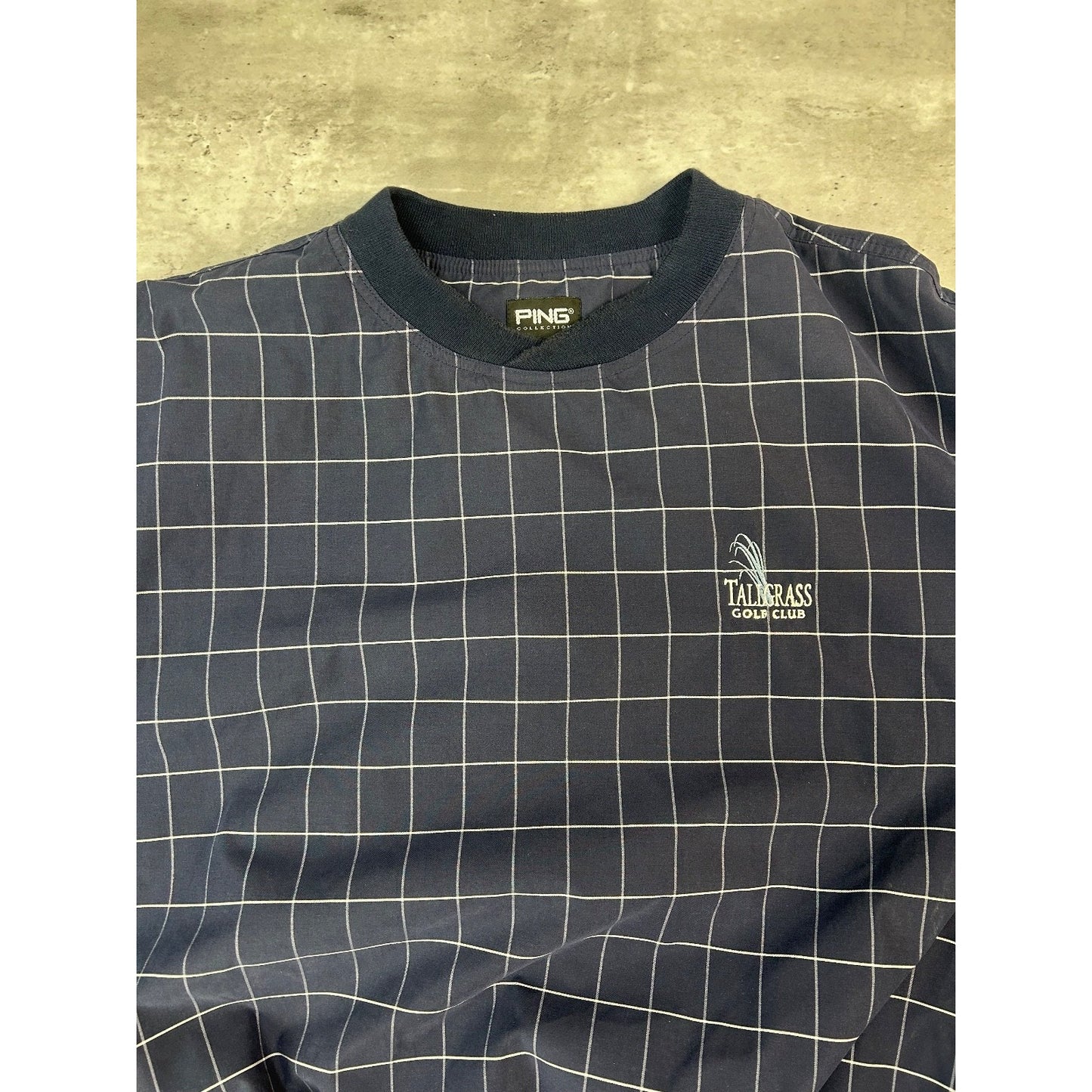 Vintage PING Tall Grass Golf Club Checkered Print Pullover Nylon Jacket Sz Large
