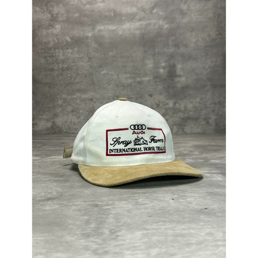 Vintage 90s Audi Spray Farm Horse Trails Embroidered Strapback Hat OSFA