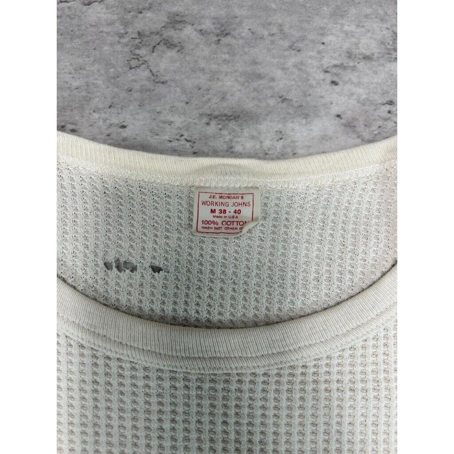 Vintage 1970s J.E. Morgan Blank Thermal Print Long Sleeve T-Shirt Size Medium