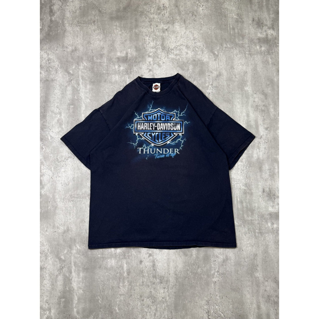 Harley Davidson Classic Logo Turn It Up Lightning Graphic T-Shirt Size 2XL