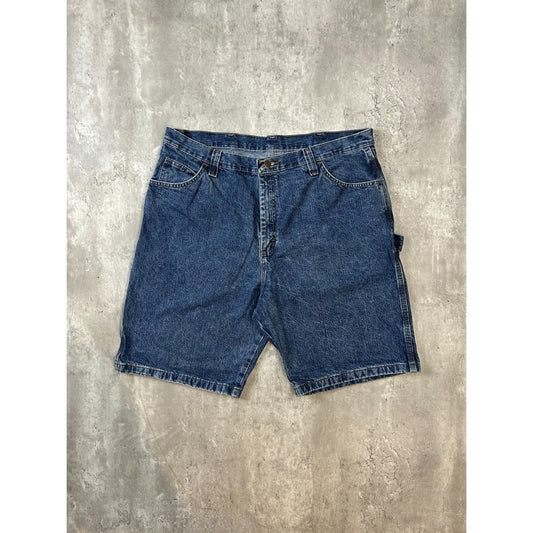 Vintage Wrangler Dark Wash Denim Workwear Carpenter Shorts Size 40 Blue