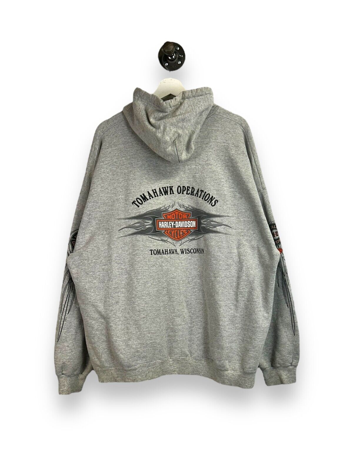 Harley Davidson Motorcycles Graphic Full Zip Hooded Sweatshirt Size XL Gray