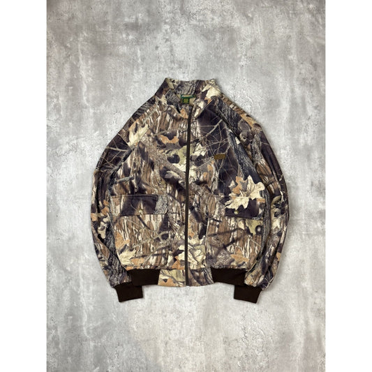 Vintage 90s Cabela Tree Camo Hunting Bomber Jacket Size 2XL