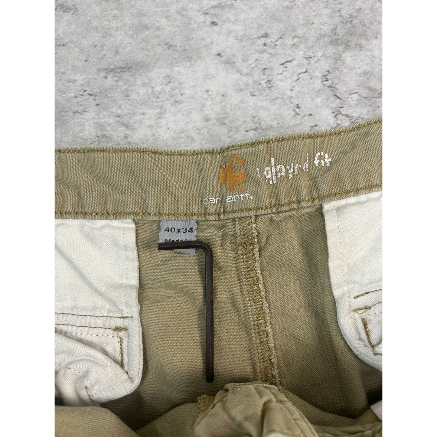 Carhartt Relaxed Fit Canvas Workwear Cargo Pants Size 38 Beige