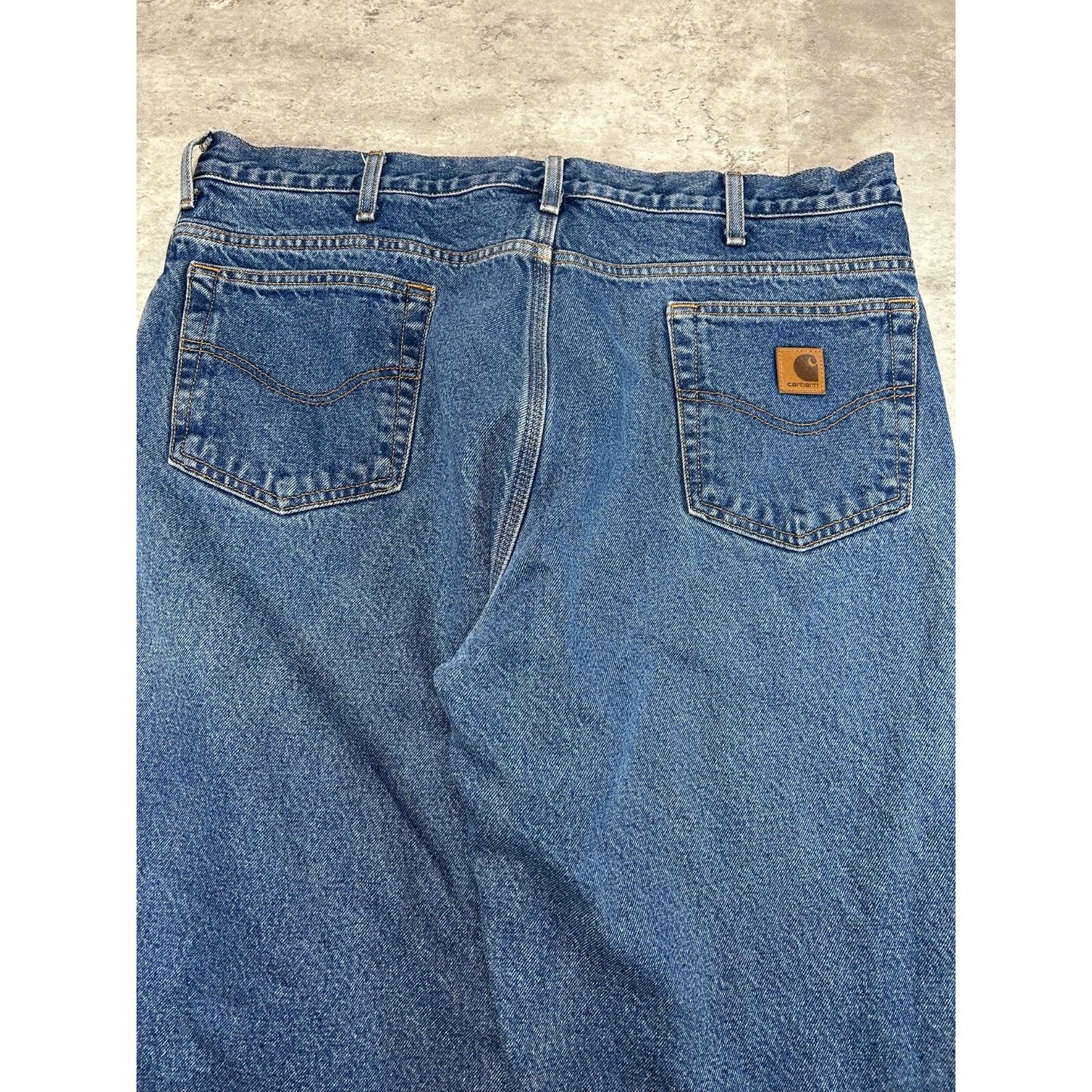 Vintage Carhartt Fleece Lined Canvas Workwear Medium Wash Denim Pants Size 40