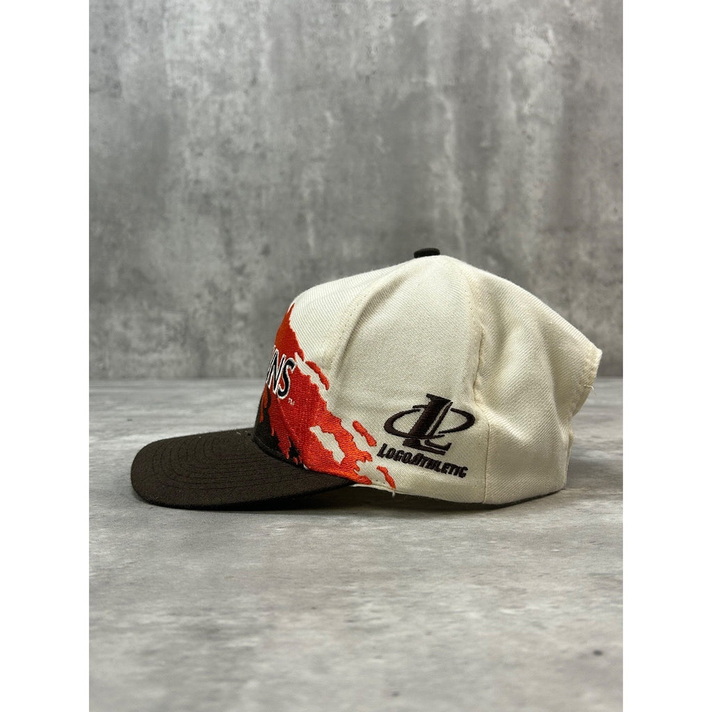 Vintage 90s Cleveland Browns NFL Logo Athletic Splash Snapback Hat OSFA
