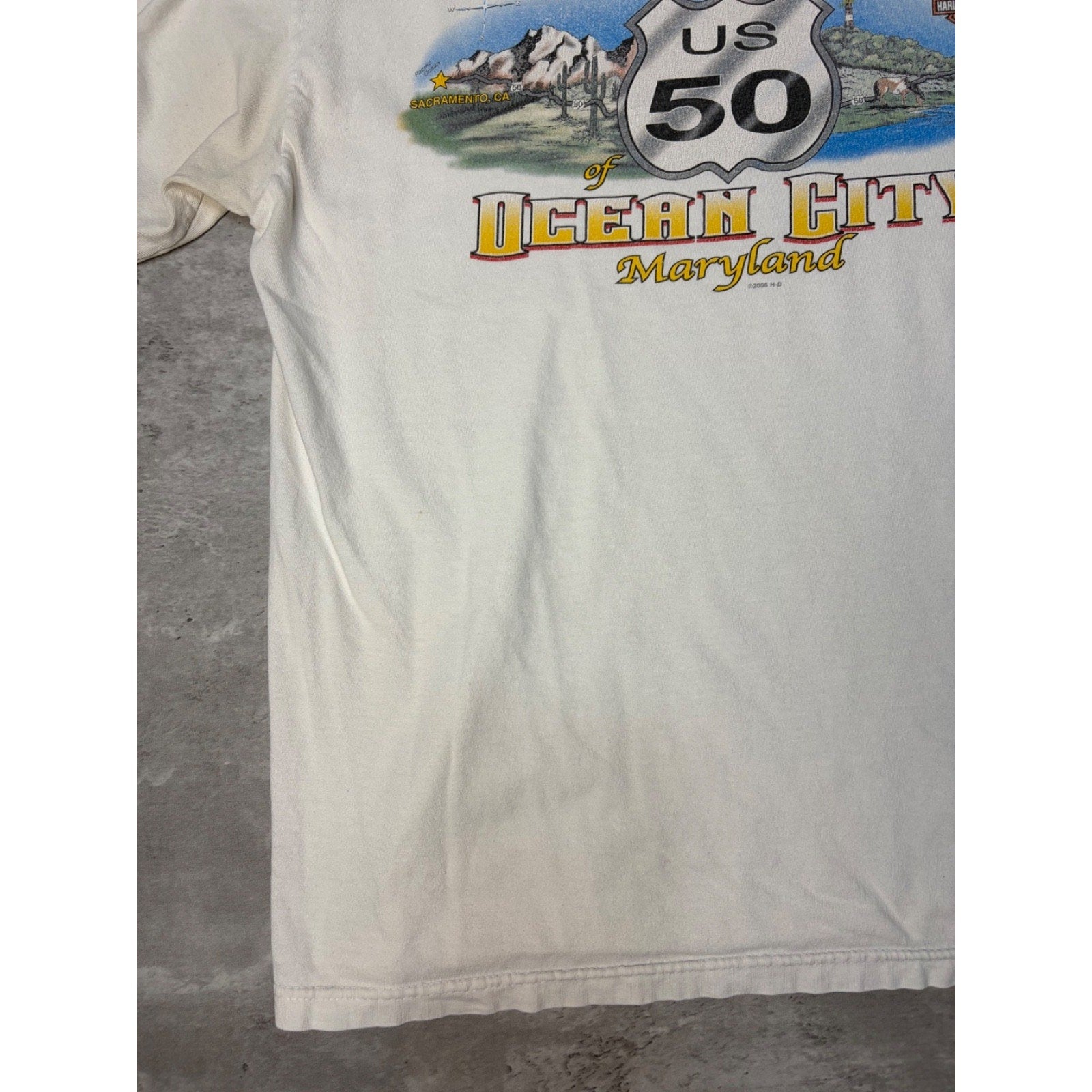 Vintage 2007 Harley Davidson Flame Graphic Spellout Long Sleeve T-Shirt Sz Large