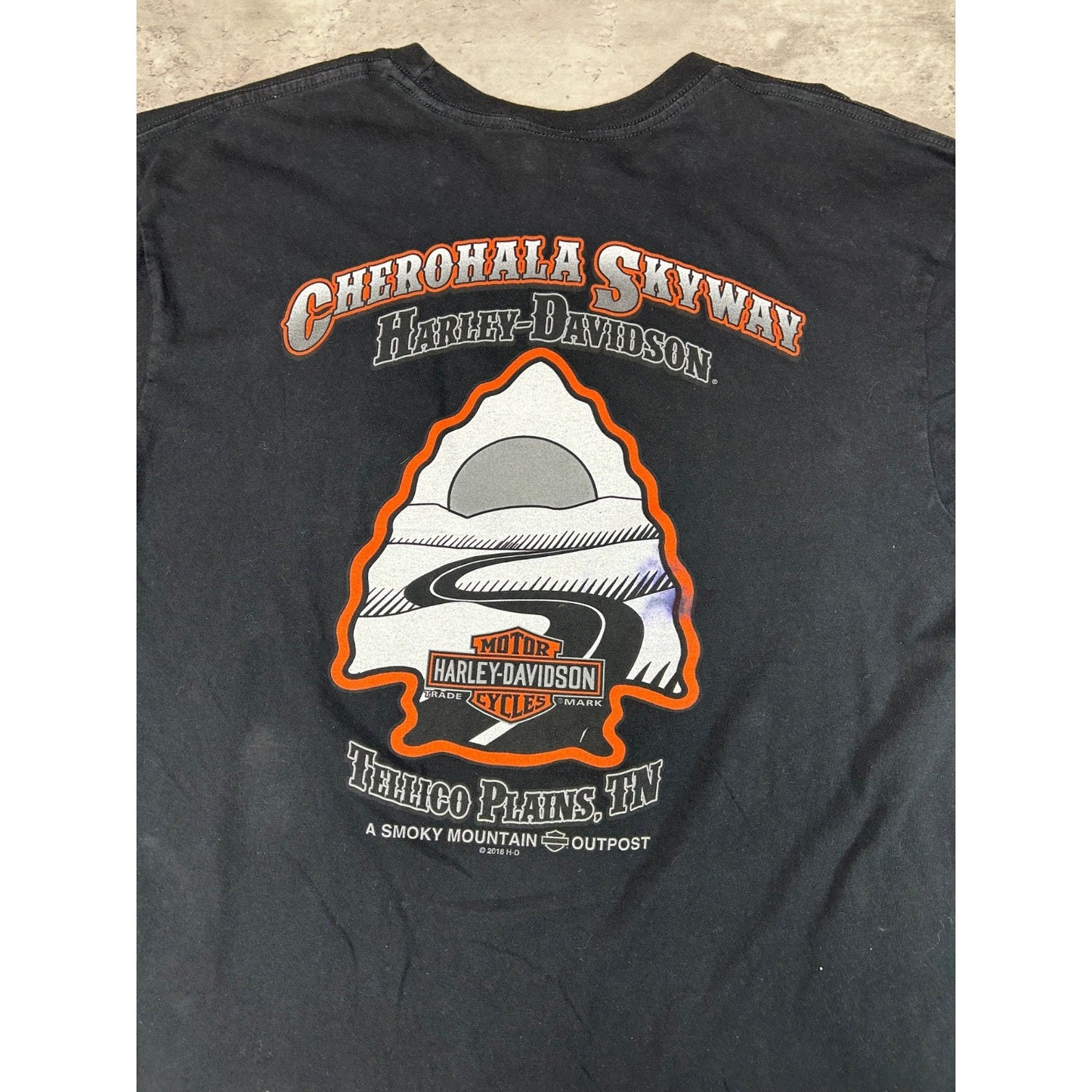 Vintage Harley Davidson American Flag Spellout Graphic Motorcycle T-Shirt Sz XL