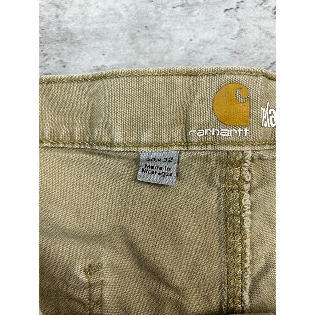 Carhartt Relaxed Fit Canvas Workwear Beige Carpenter Pants Size 37
