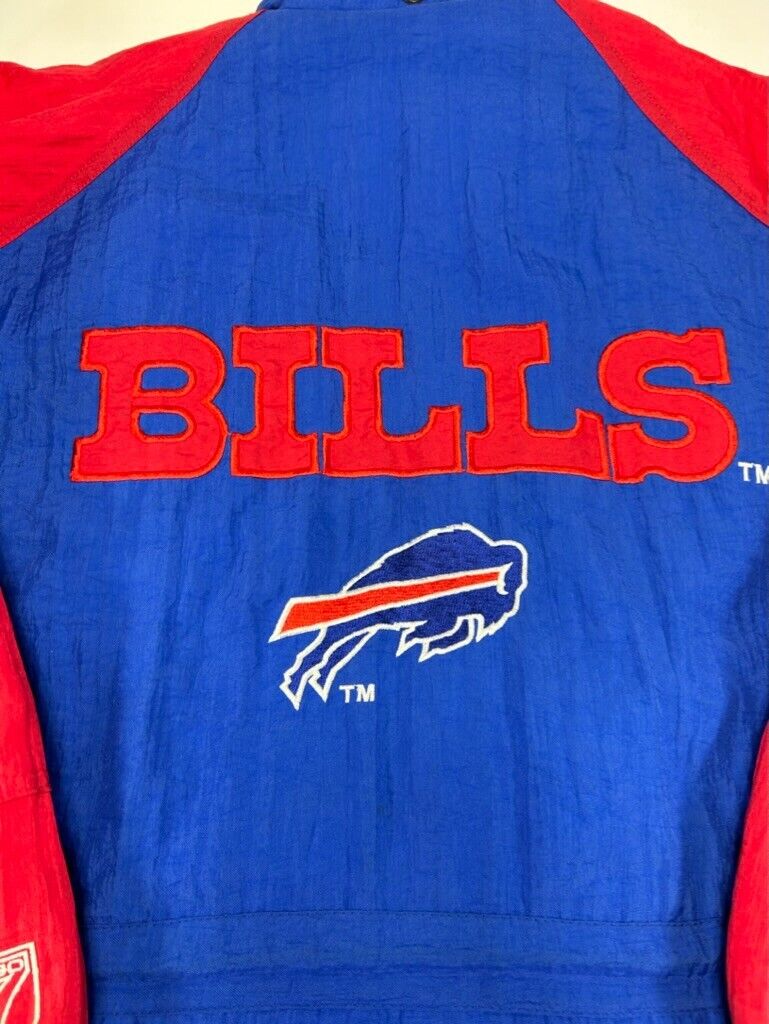 Vintage 90s Buffalo Bills NFL Embroidered Logo 7 Long Jacket Size Medium