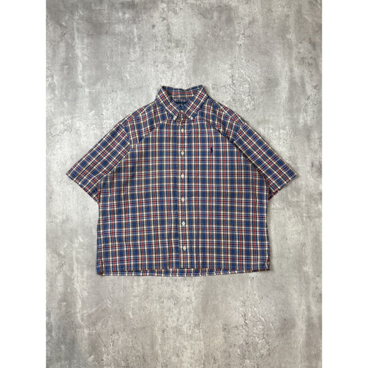 Vintage Polo Ralph Lauren Plaid Reworked Cropped Button Up Shirt Size Large