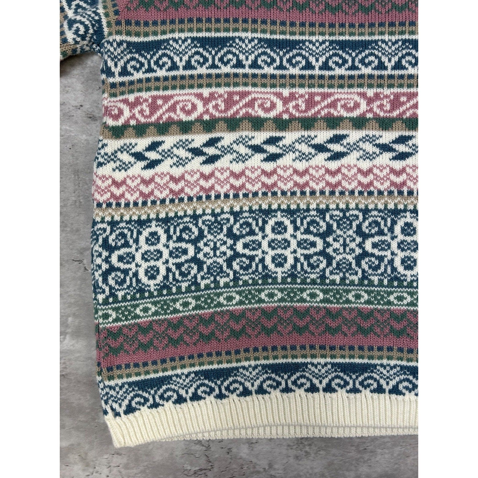 Vintage 90s Women's Alfred Dunner Abstract Striped Collared Knit Sweater Large