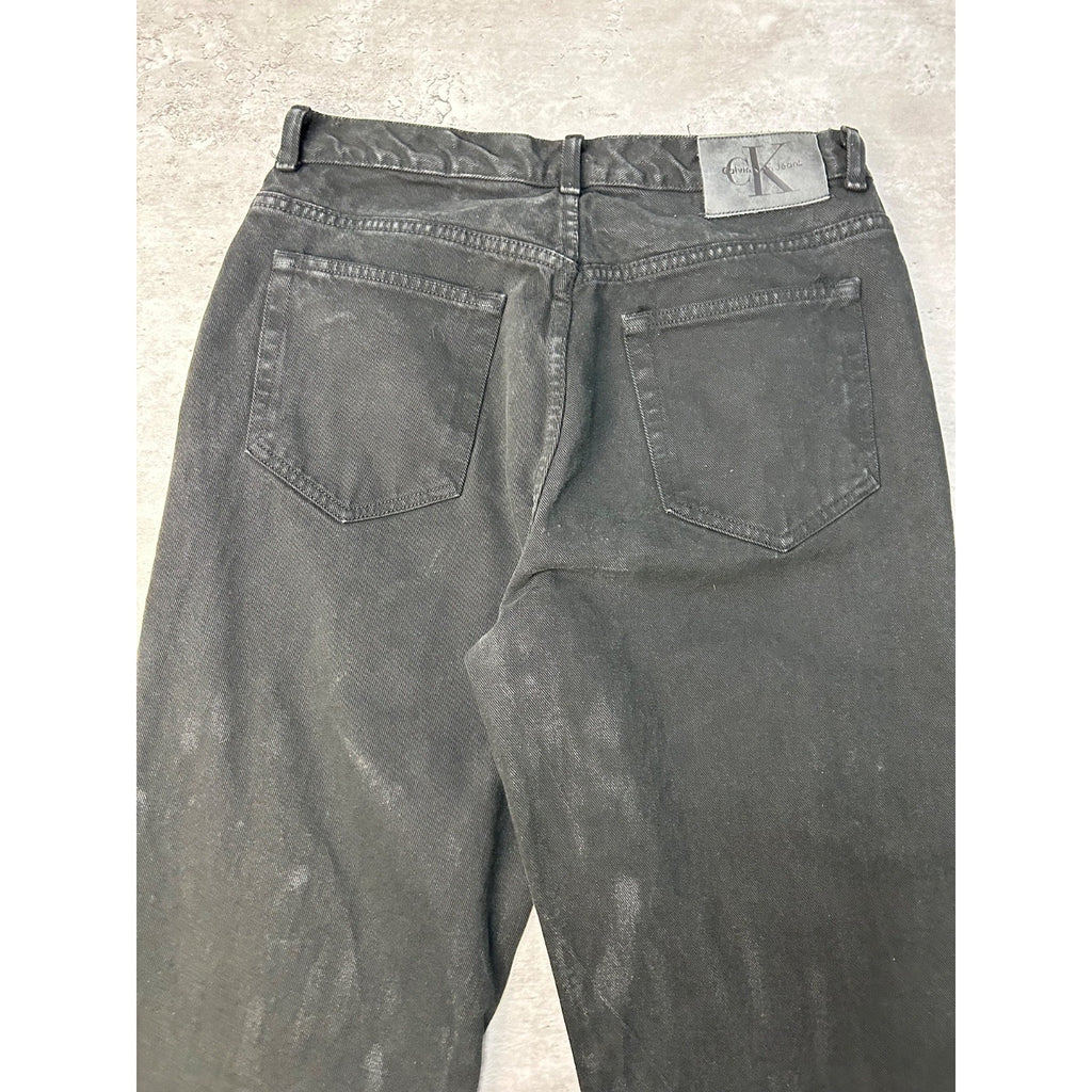 Vintage 90s Calvin Klein Tapered Leg Black Denim Pants Size 32