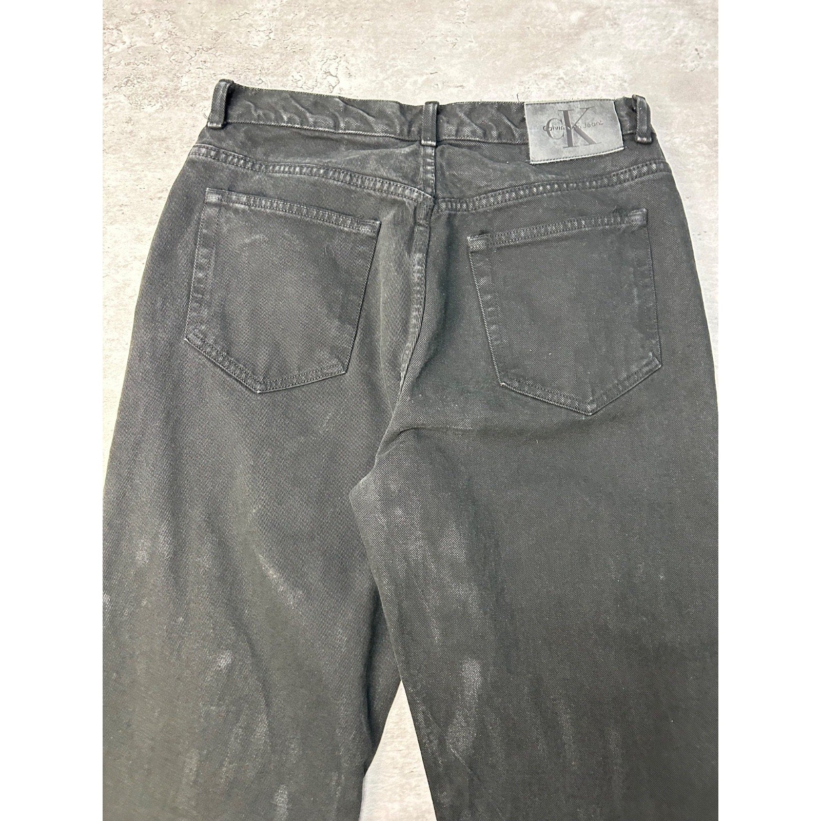 Vintage 90s Calvin Klein Tapered Leg Black Denim Pants Size 32