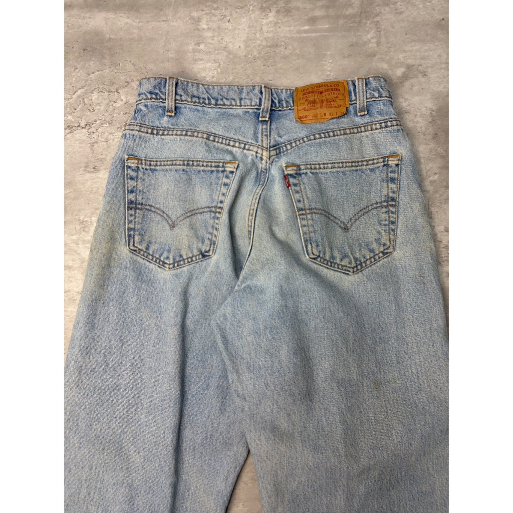 Vintage 90s Levis 560 Red Tab Loose Fit Light Wash Denim Pants Size 31