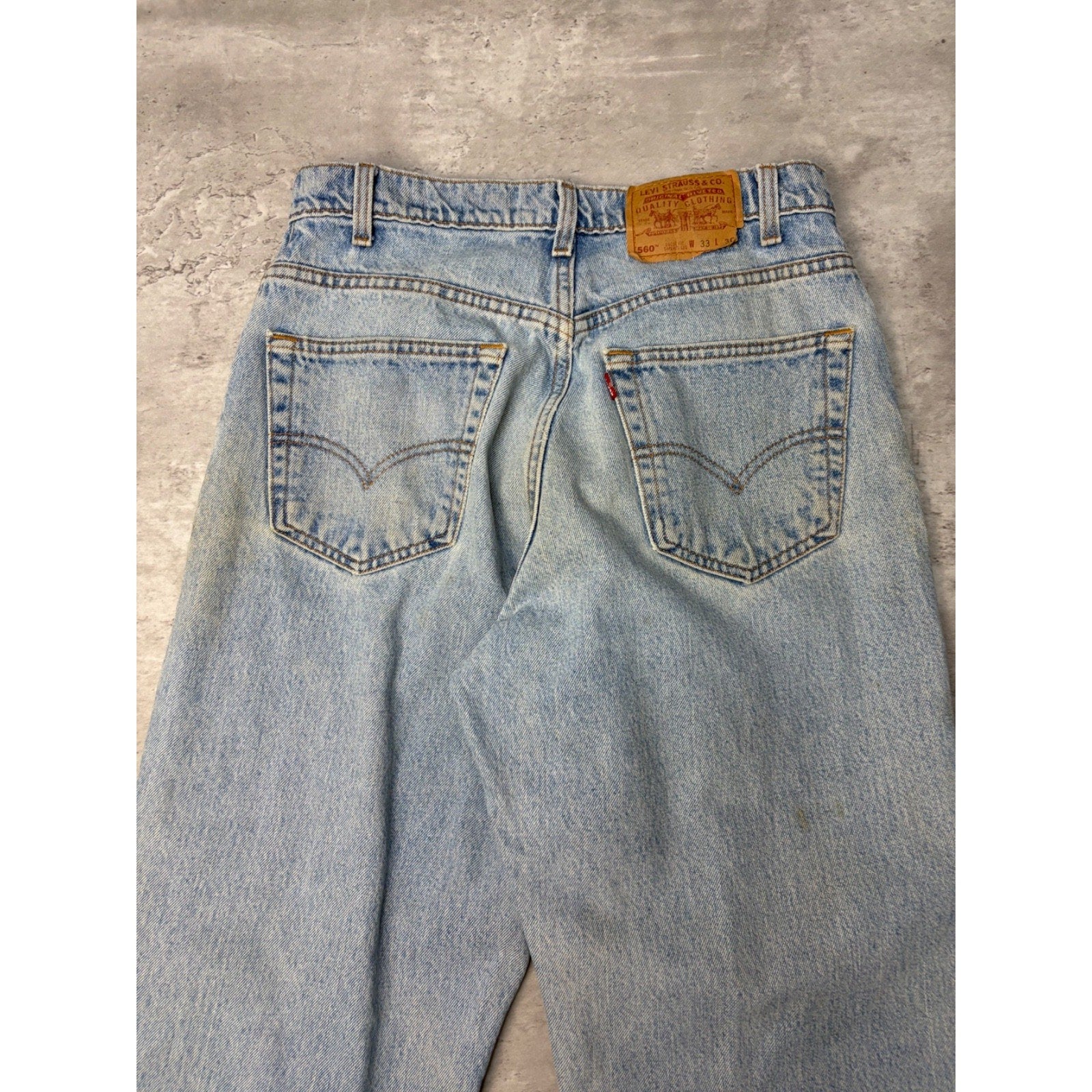 Vintage 90s Levis 560 Red Tab Loose Fit Light Wash Denim Pants Size 31