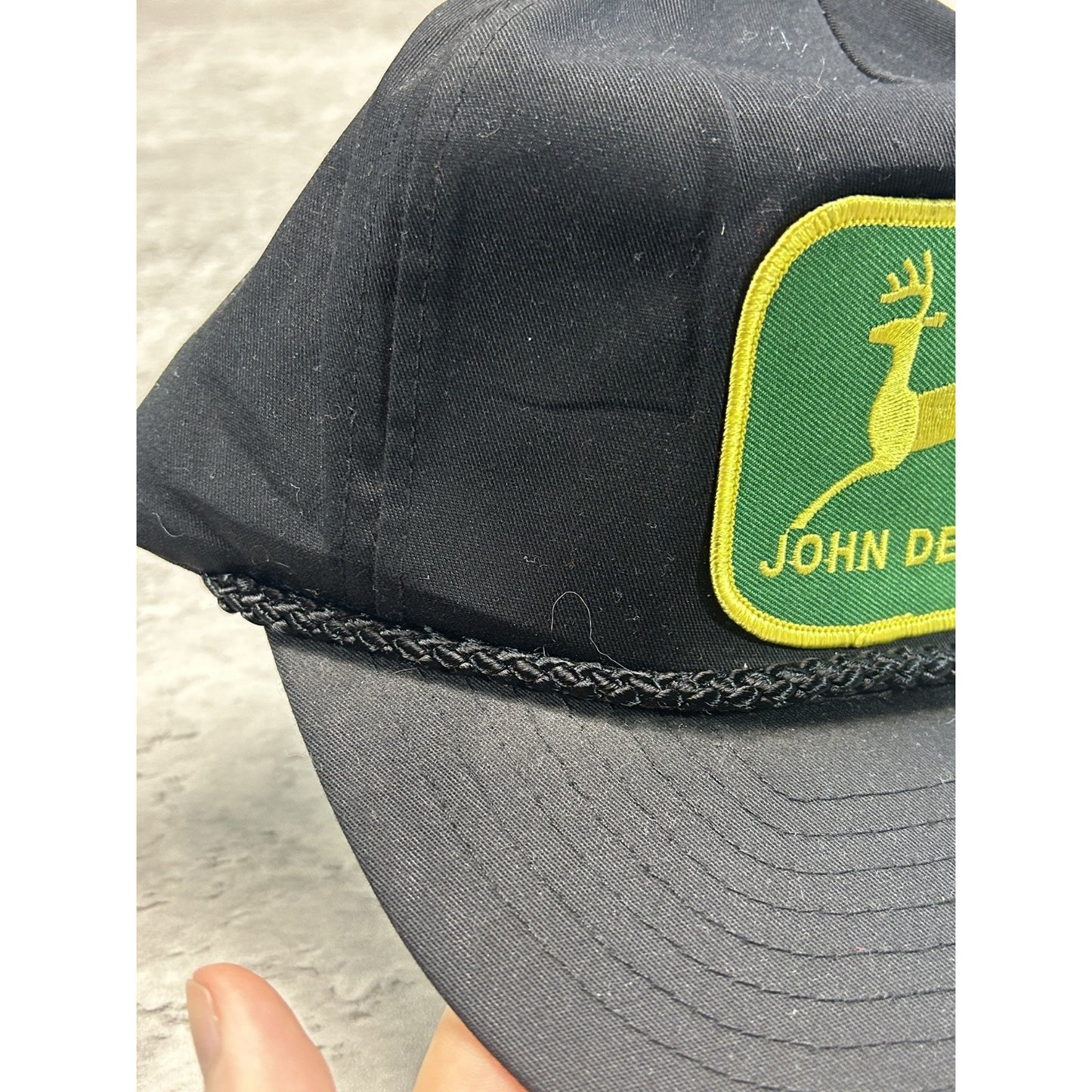 Vintage 80s/90s John Deere Embroidered Patch Trucker Snapback Hat OSFA