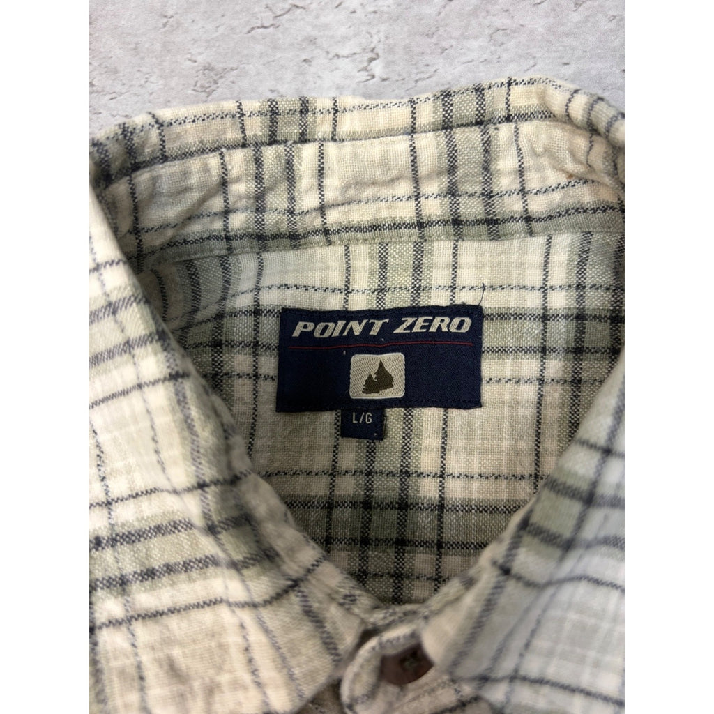 VTG Point Zero Single Pocket Plaid Reworked Cropped Button Up Shirt Size Large