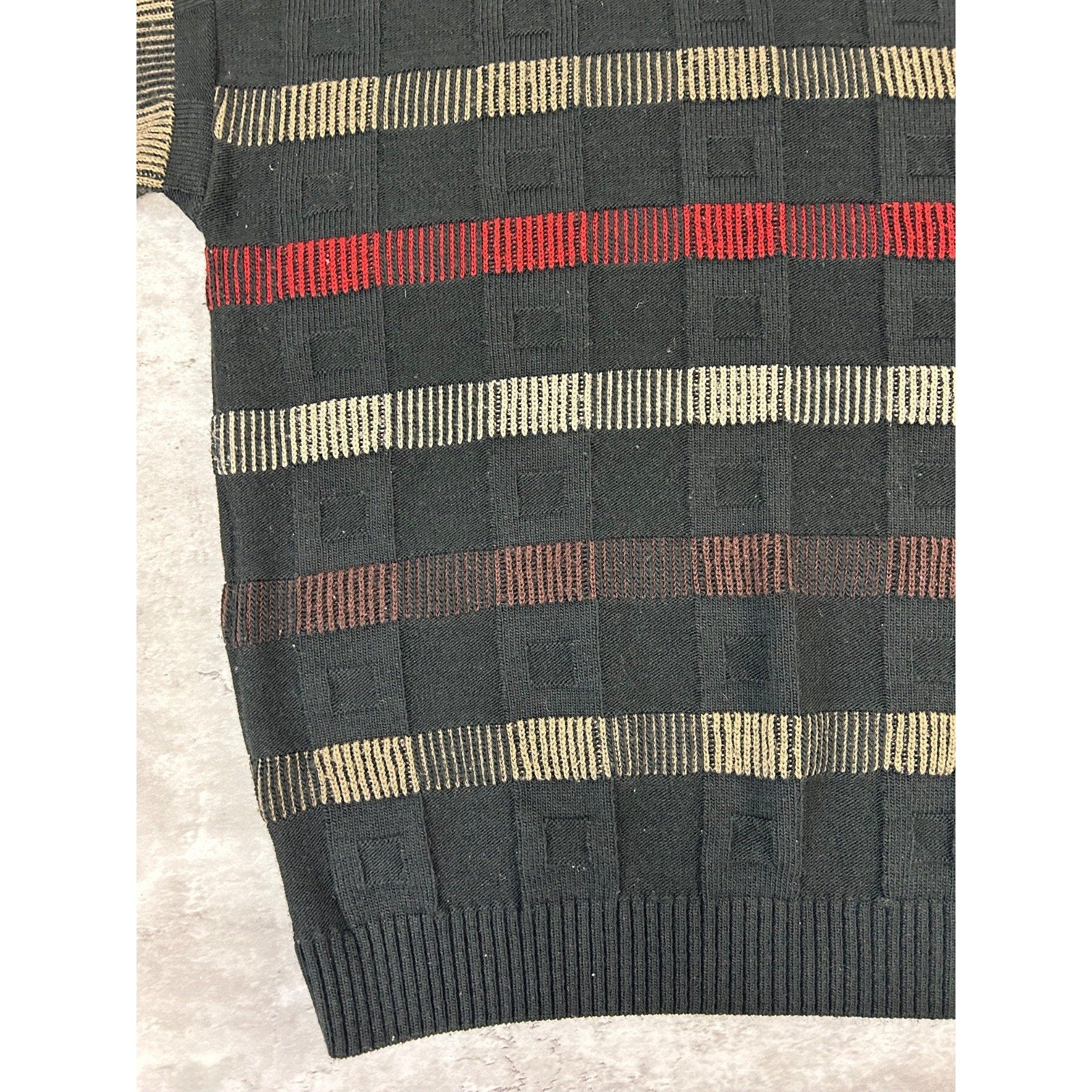 Vintage 90s Protege Abstract Striped Pullover Knit Sweater Size Large