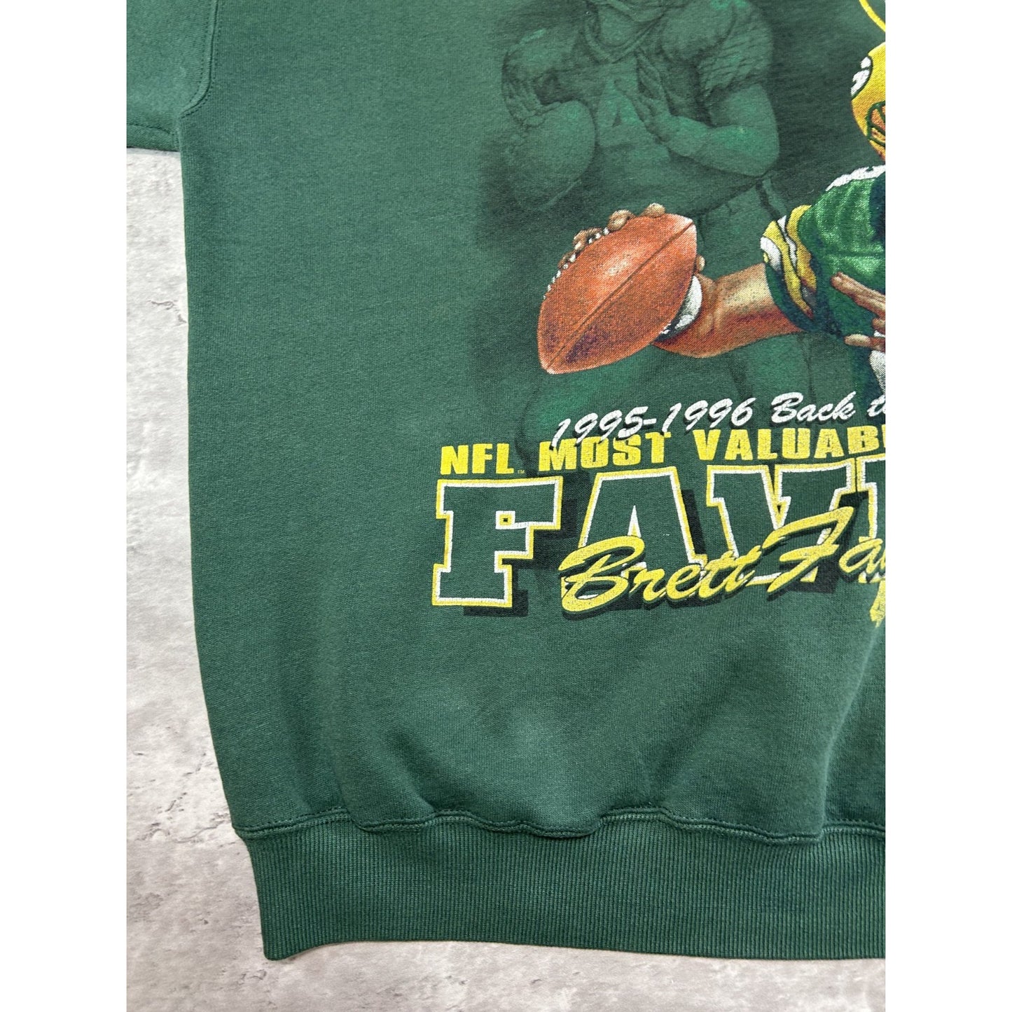 VTG 1996 Brett Favre #4 Green Bay Packers NFL Back To Back MVP Sweatshirt Large