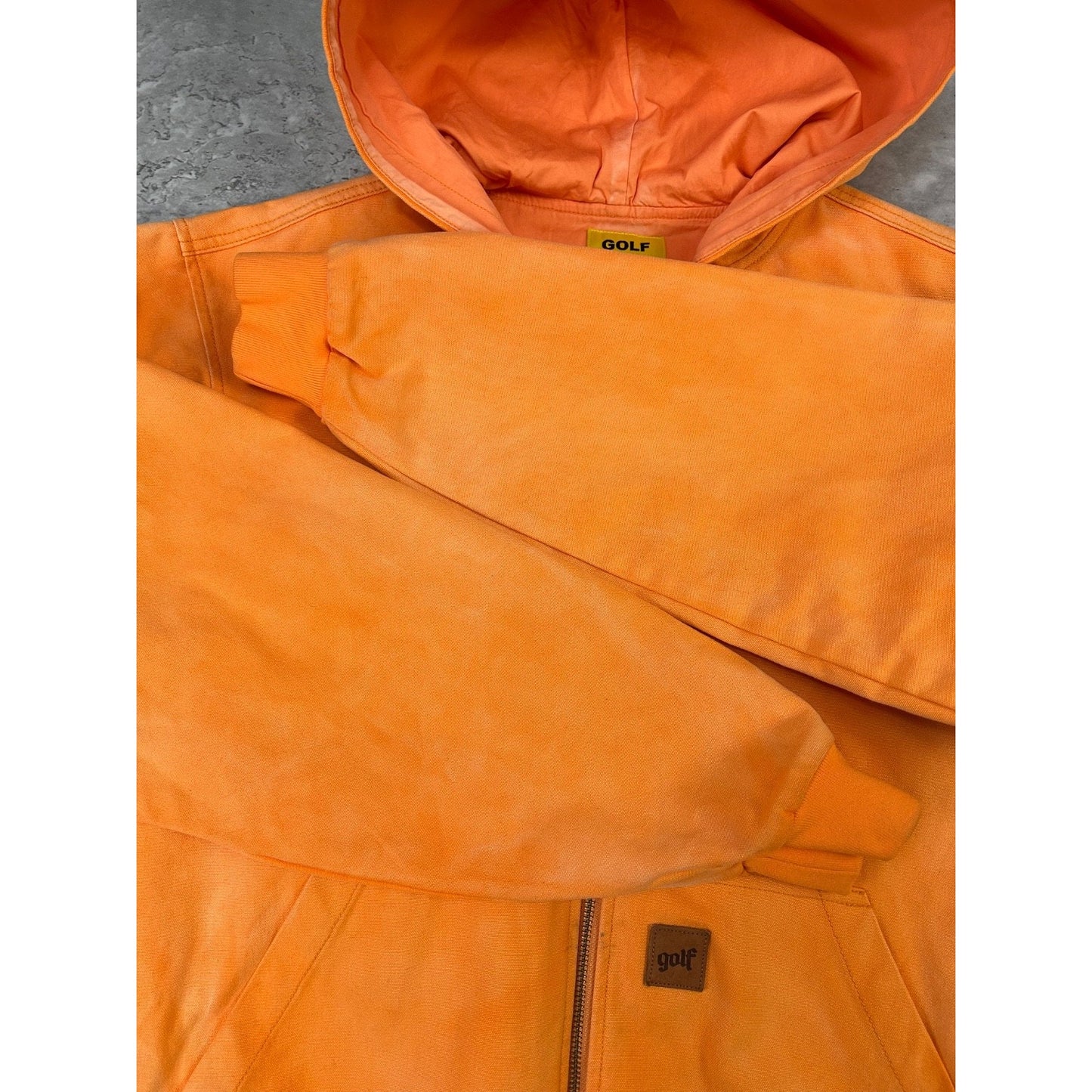 GOLF Workwear Style Canvas Full Zip Hooded Bomber Jacket Size Medium Orange