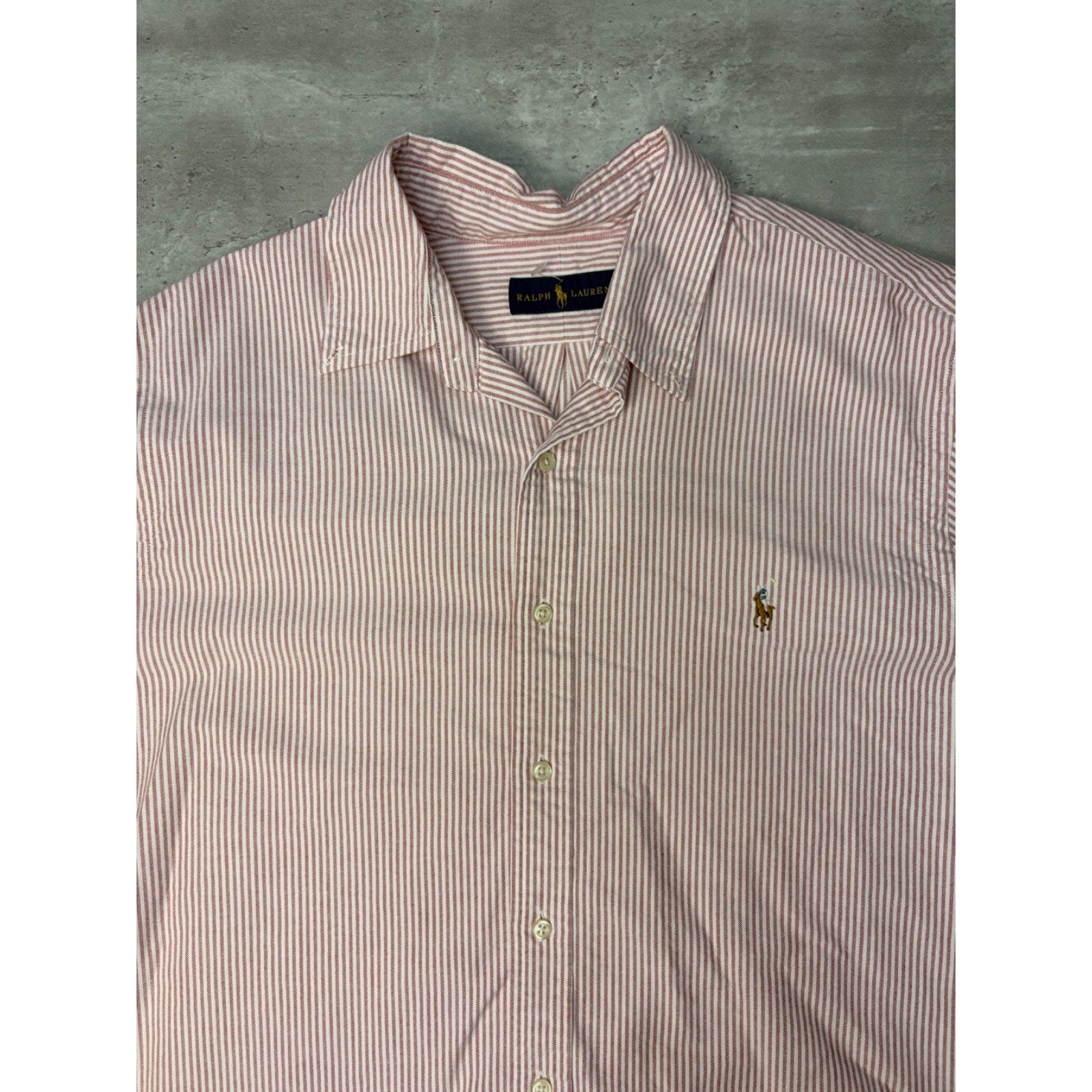 Vintage Polo Ralph Lauren Embroidered Pony Striped Cropped Button Up Shirt Sz XL