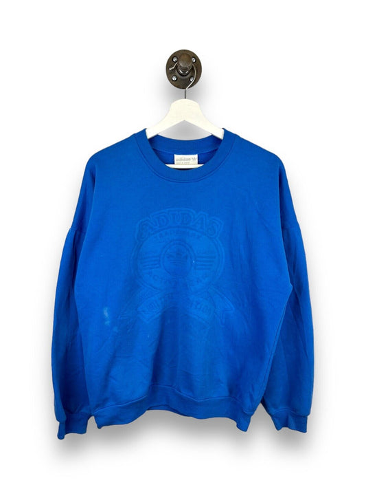 Vintage 80s/90s Adidas Activewear Embossed Logo Sweatshirt Size Medium Blue