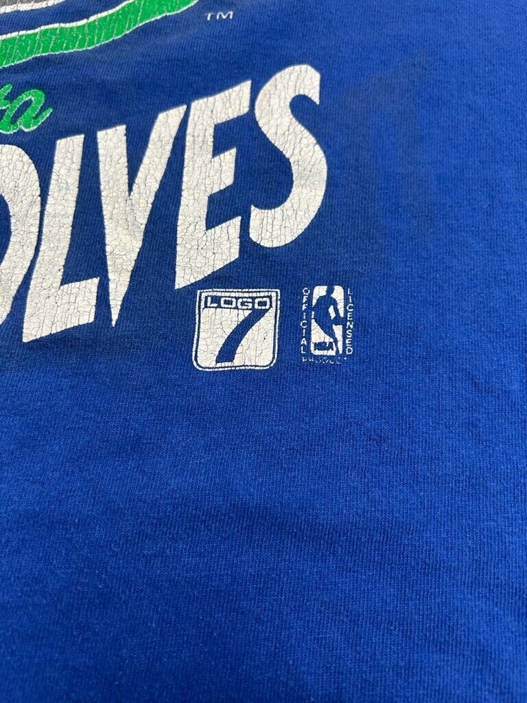 Vintage 80s Minnesota Timberwolves NBA Logo Graphic Spellout T-Shirt Sz Medium