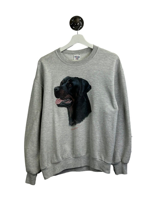 Vintage 90s Robert J May Rotweiller Dog Portrait Graphic Sweatshirt Sz Medium