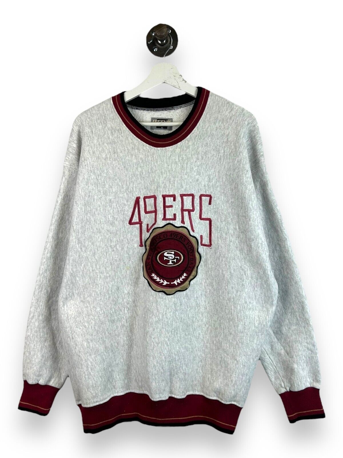 Vintage 90s San Francisco 49ers NFL Embroidered Crest Spellout Sweatshirt Sz XL