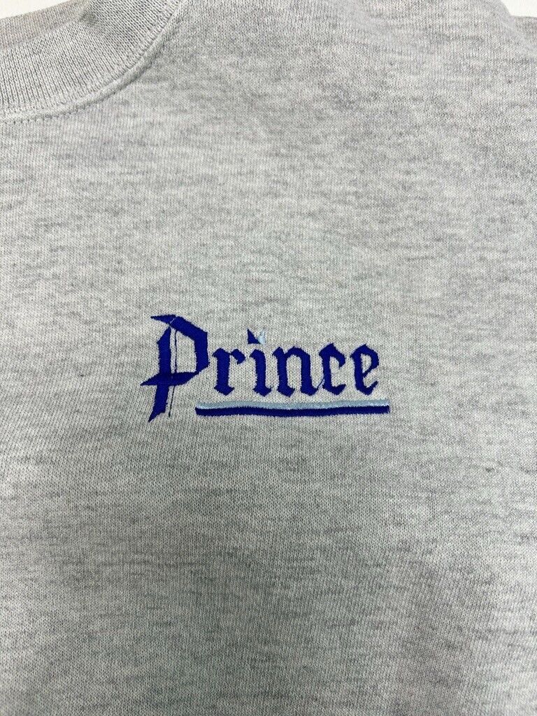 Vintage 90s Prince Embroidered Spellout Crewneck Sweatshirt Size XL Gray