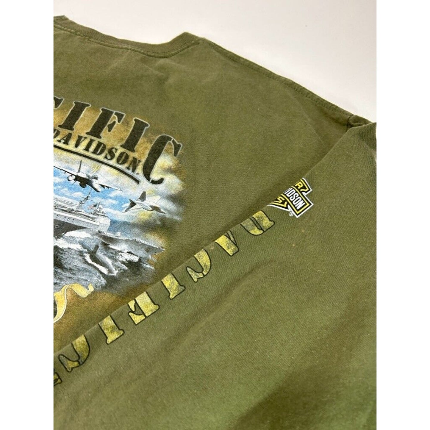 Harley Davidson Military Graphic Long Sleeve T-Shirt Size XL Green