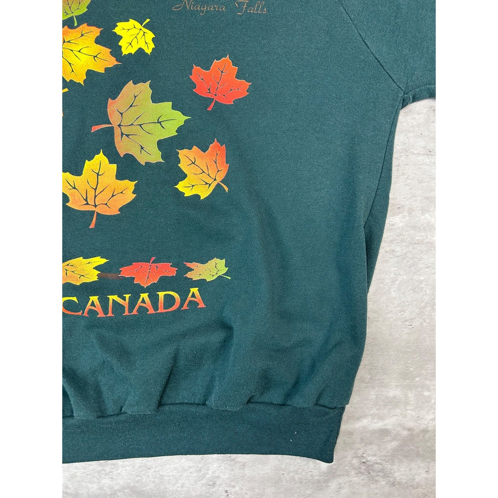 Vintage 90s Niagara Falls Leafy Graphic Destination Crewneck Sweatshirt Sz Large