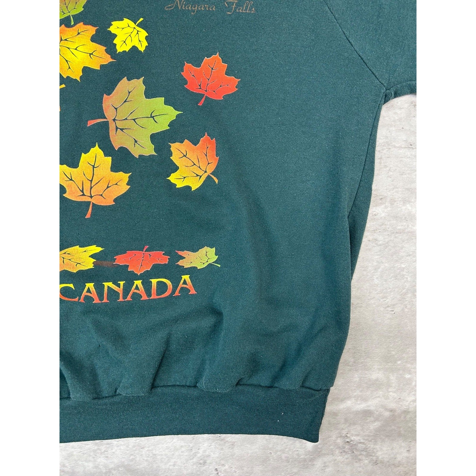 Vintage 90s Niagara Falls Leafy Graphic Destination Crewneck Sweatshirt Sz Large