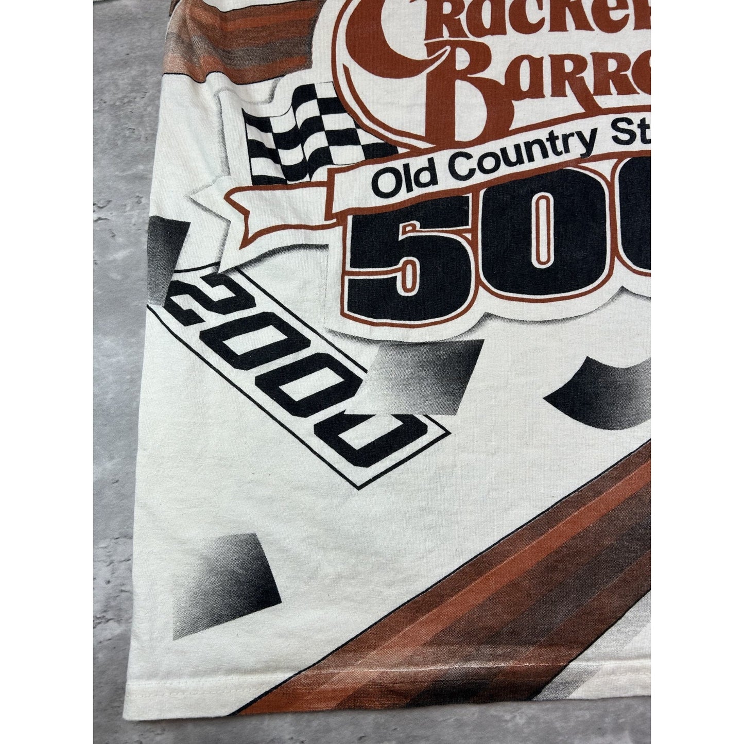 Vintage 90s Nascar Cracker Barrel 500 All Over Print Graphic T-Shirt Size Medium