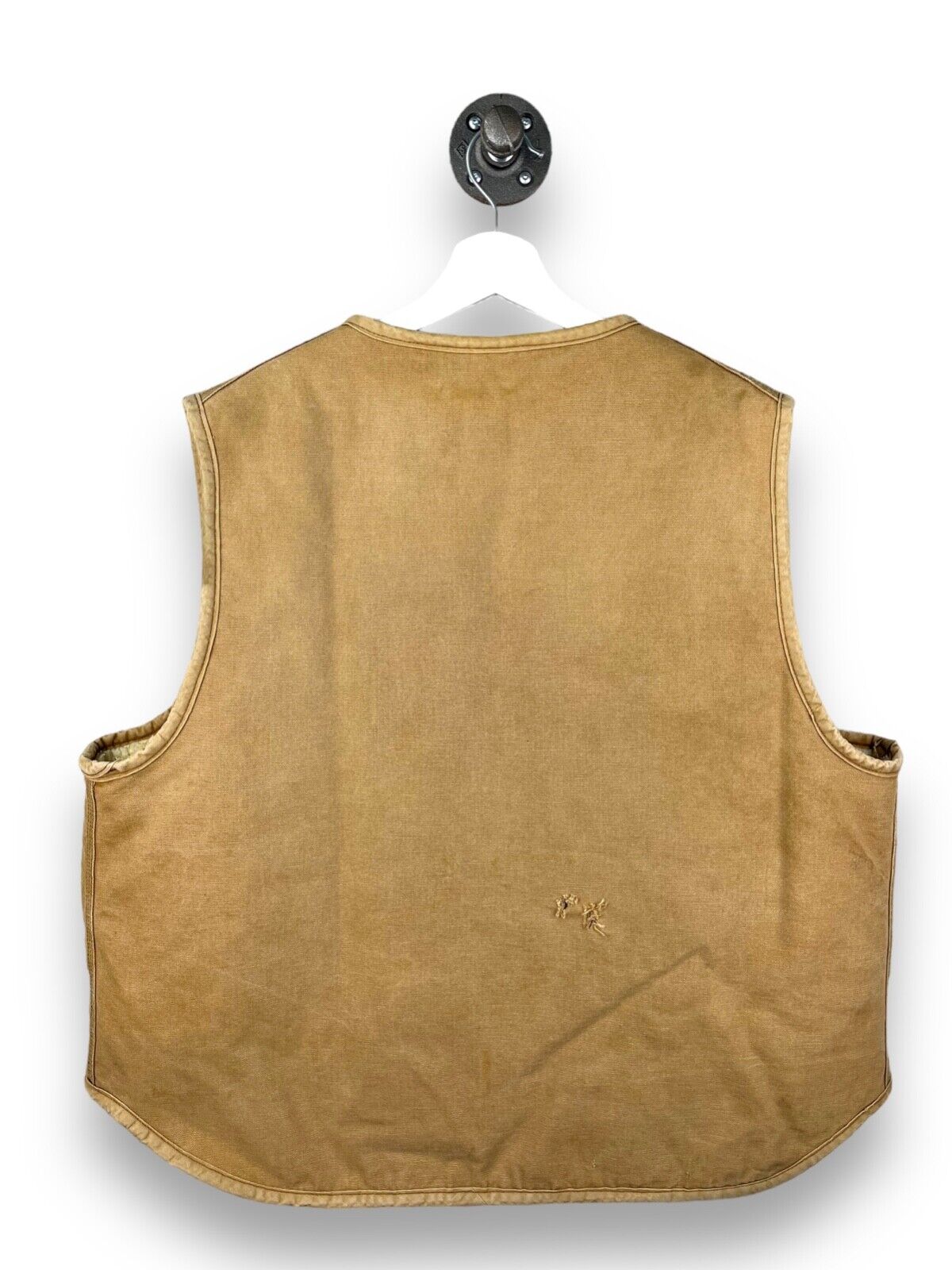 Vintage 70s/80s Carhartt Canvas Workwear Sherpa Lined Vest Jacket Size 2XL Beige