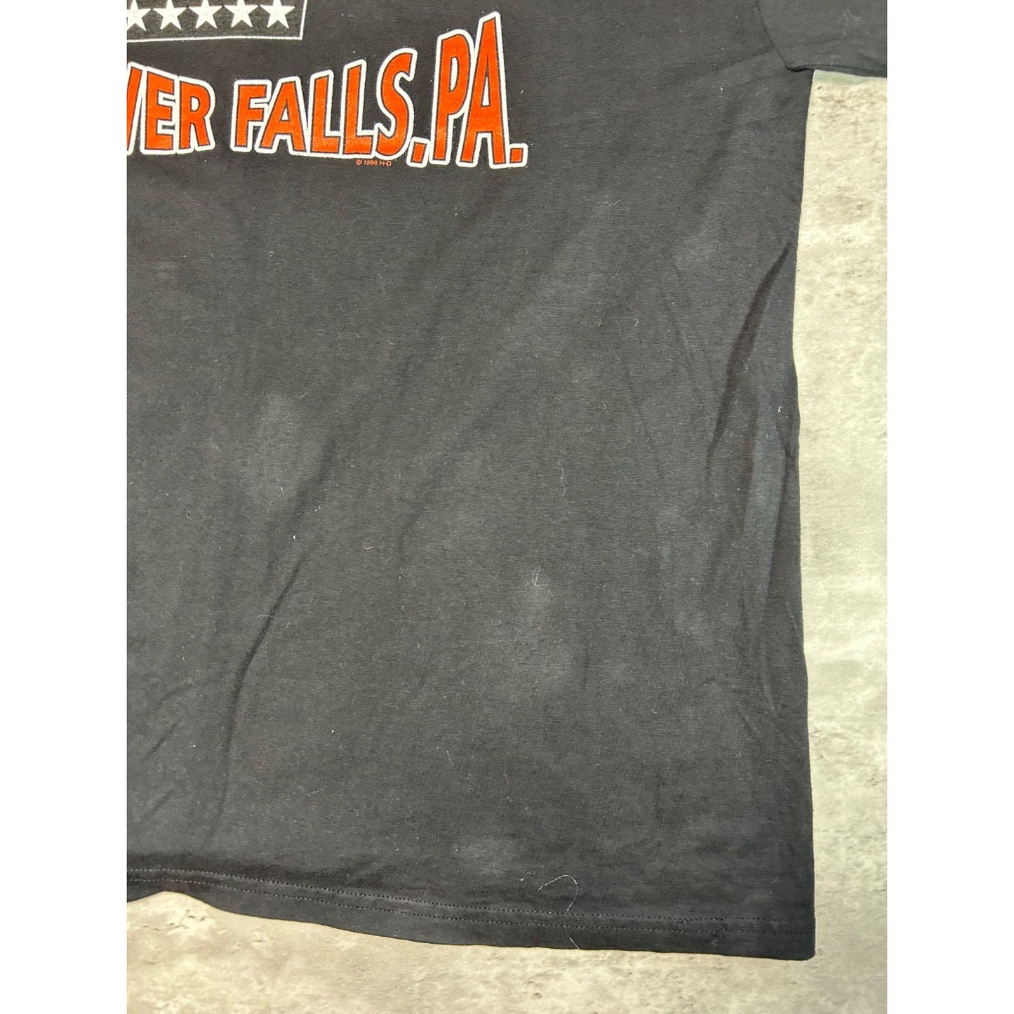 Vintage 1998 Harley Davidson Bald Eagle Graphic Flame Sleeve T-Shirt Size XL