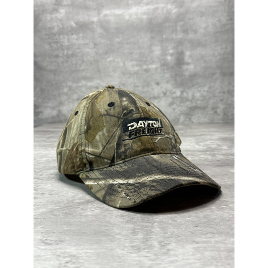 Vintage Dayton Freight Tree Camo Embroidered Spellout Hunting Strapback Hat OSFA