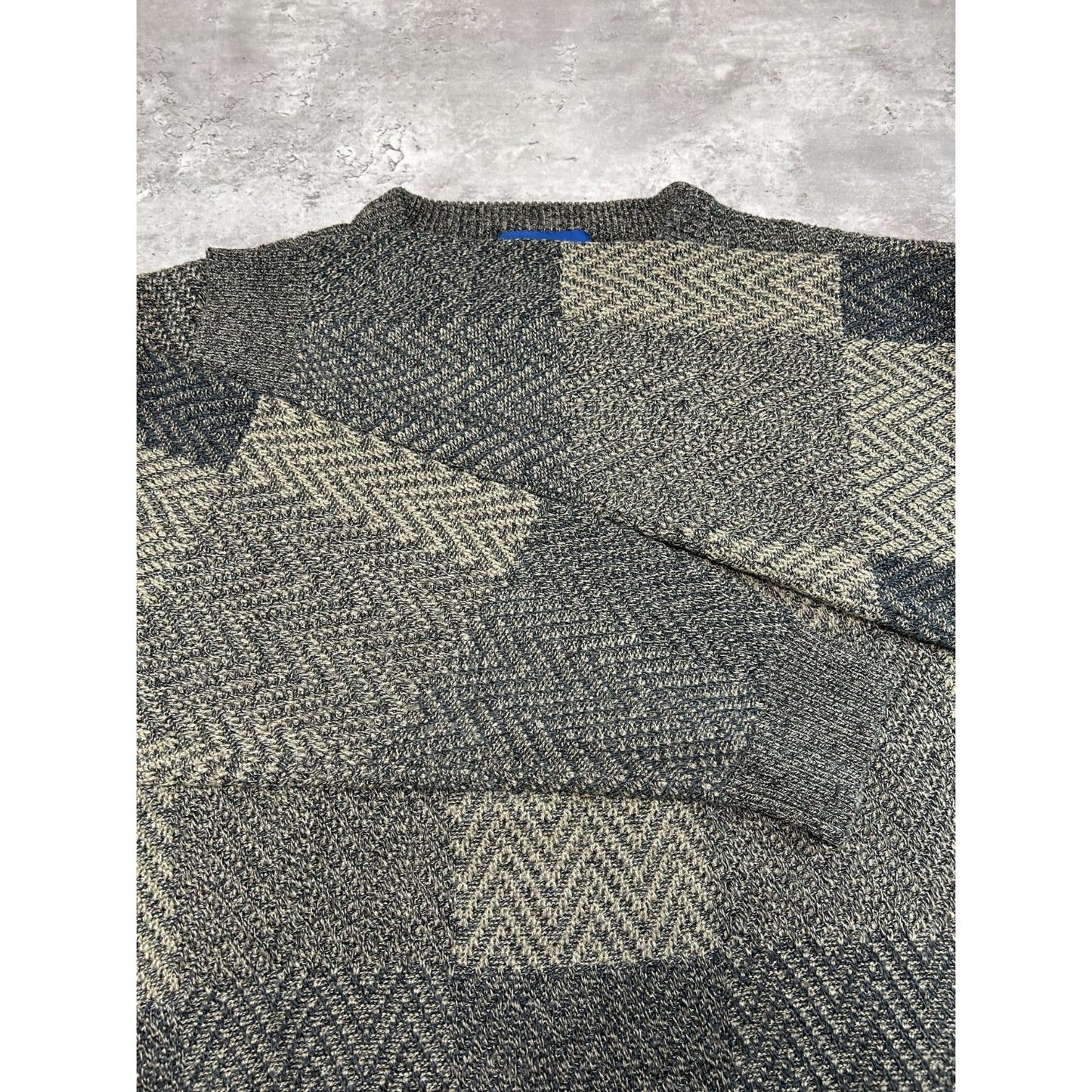 Vintage Towncraft Checkered Print Earth Tone Pullover Knit Sweater Size 2XL