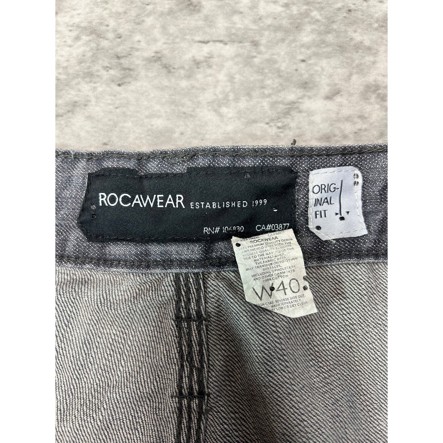 Vintage Y2K Rocawear Baggy Fit Faded Distressed Denim Pants Size 41 Gray