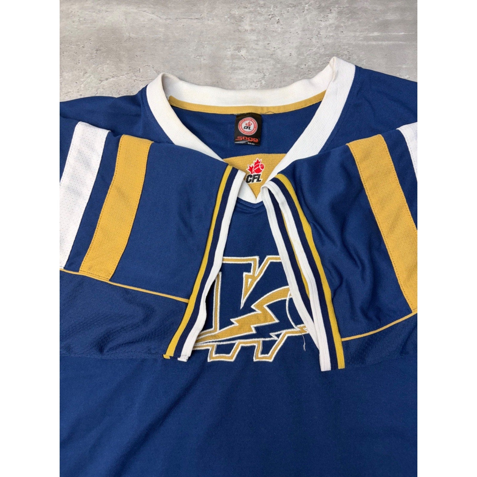 Vintage Winnipeg Blue Bombers CFL Stitched Logo Football Jersey Size XL