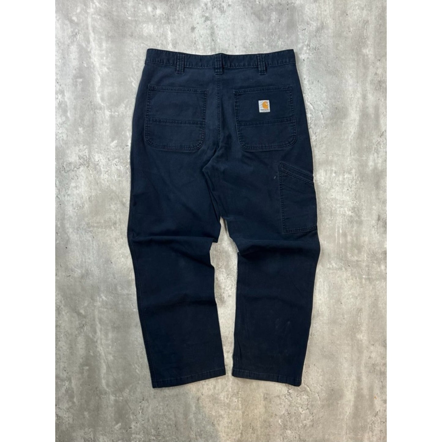 Carhartt Relaxed Fit Canvas Workwear Carpenter Pants Size 34 Navy Blue