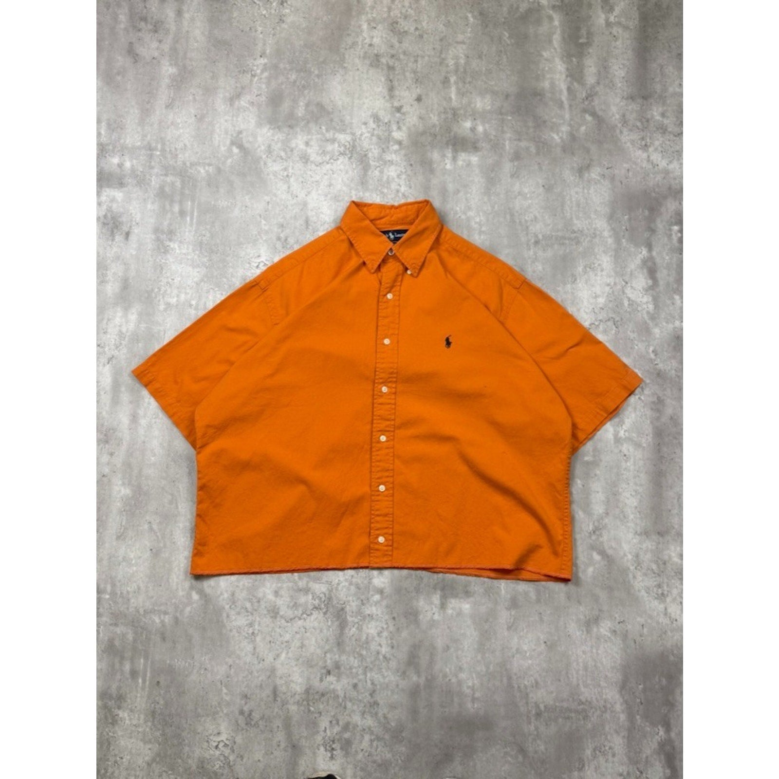 Vintage Polo Ralph Lauren Embroidered Pony Cropped Button Up Shirt Size Large