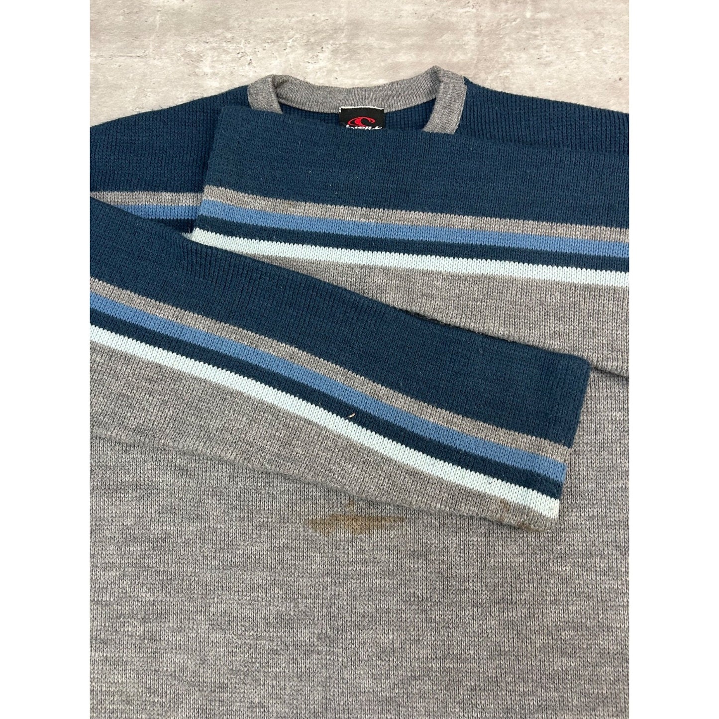 Vintage 90s O'Neill Embroidered Logo Striped Pullover Knit Sweater Size Large