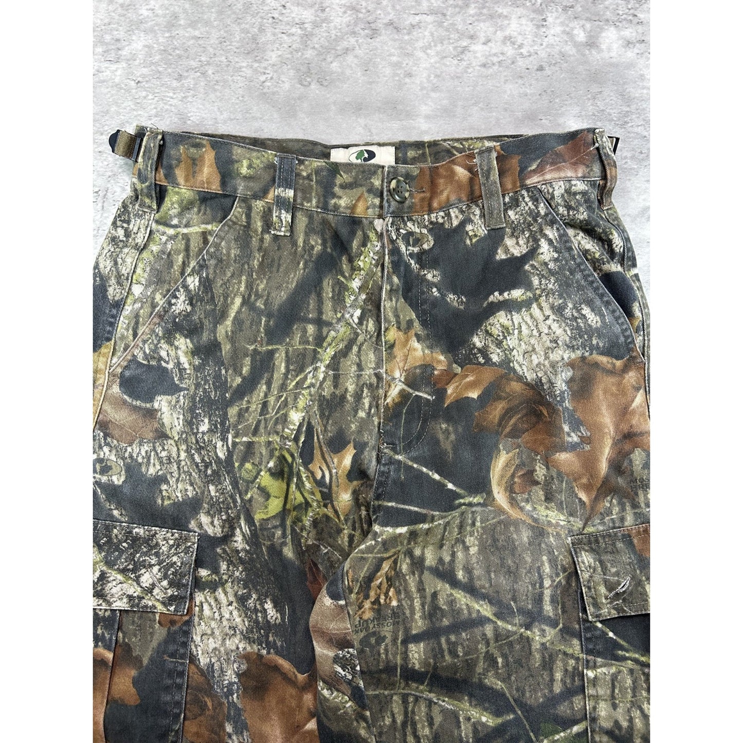 Vintage Mossy Oak Tree Camo Hunting Cargo Pants Size XL YOUTH Green/Brown