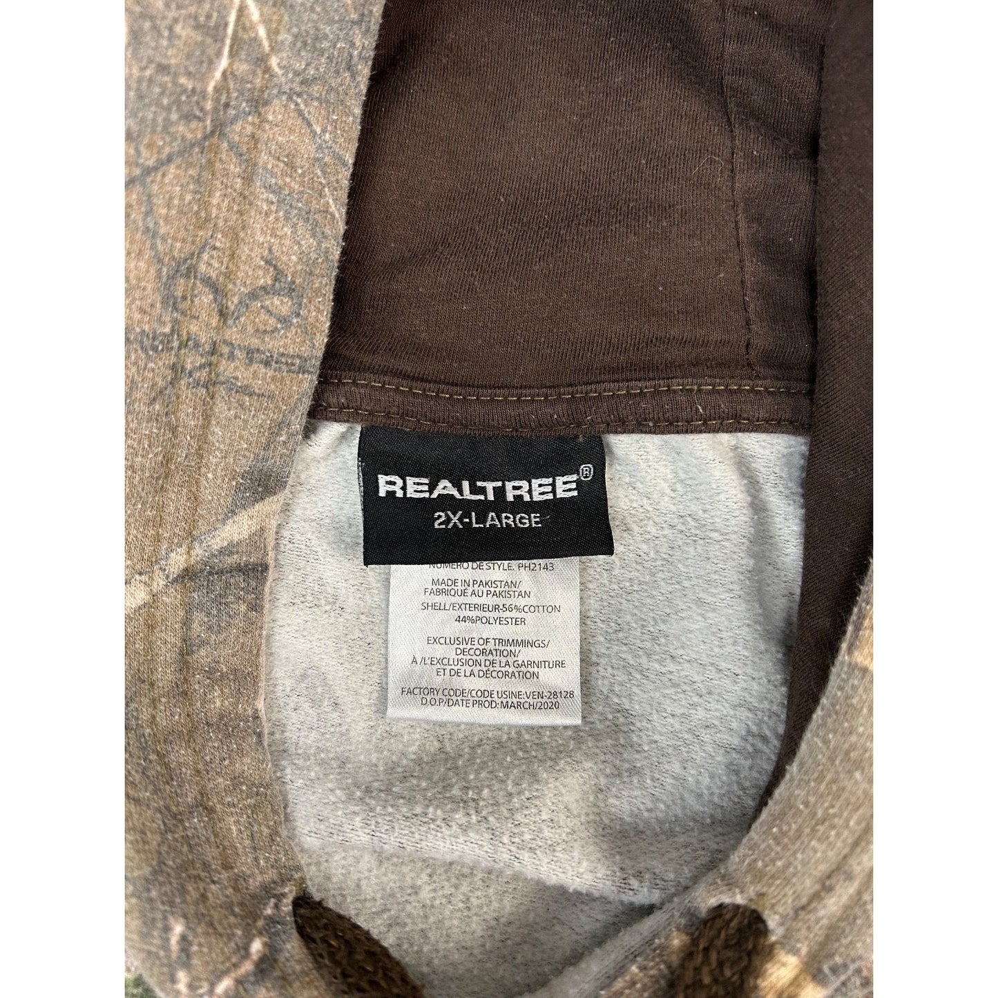 Vintage Realtree Xtra Tree Camo Hunting Pullover Hooded Sweatshirt Size 2XL