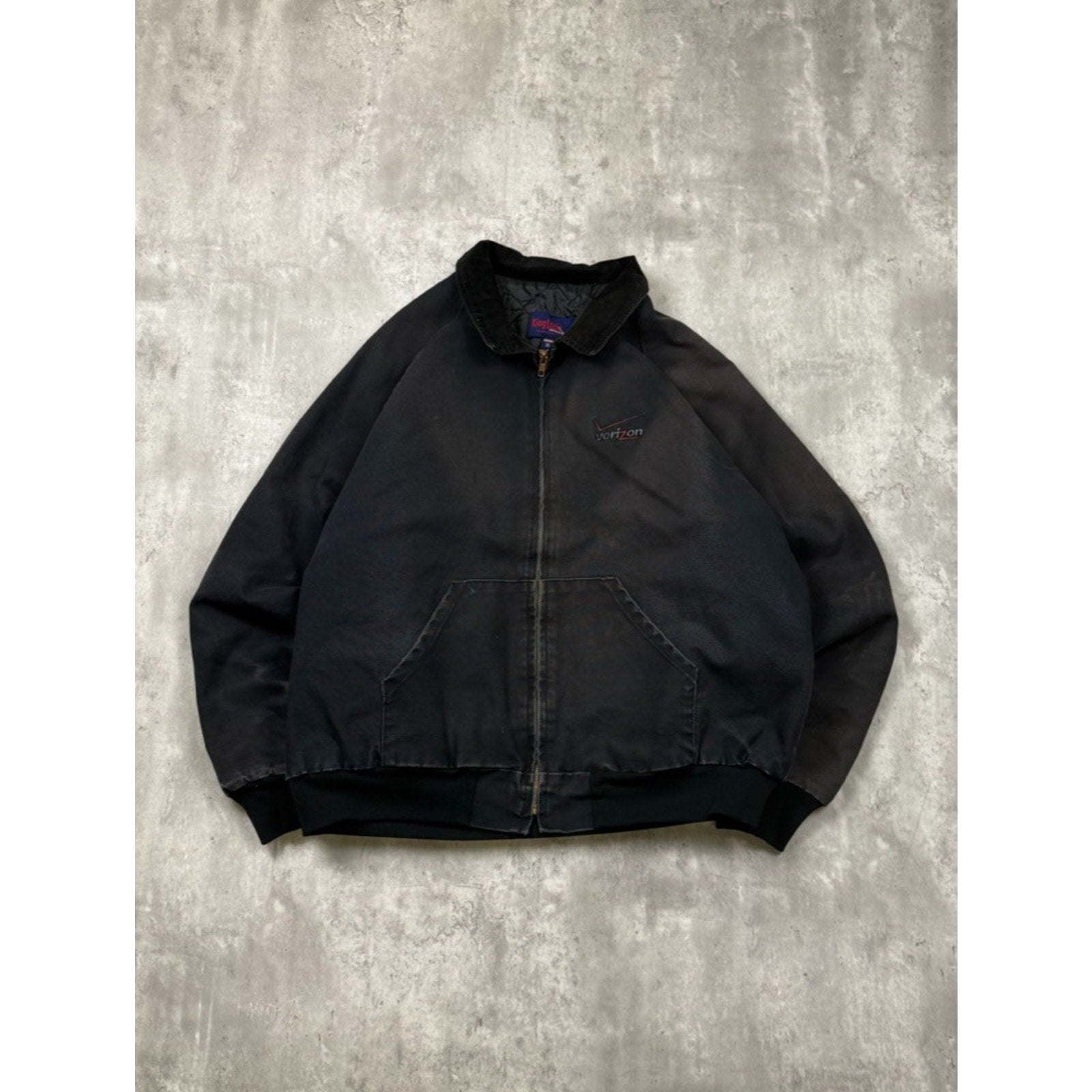 Vintage Verizon Embroidered Logo Collared Workwear Bomber Jacket Size XL