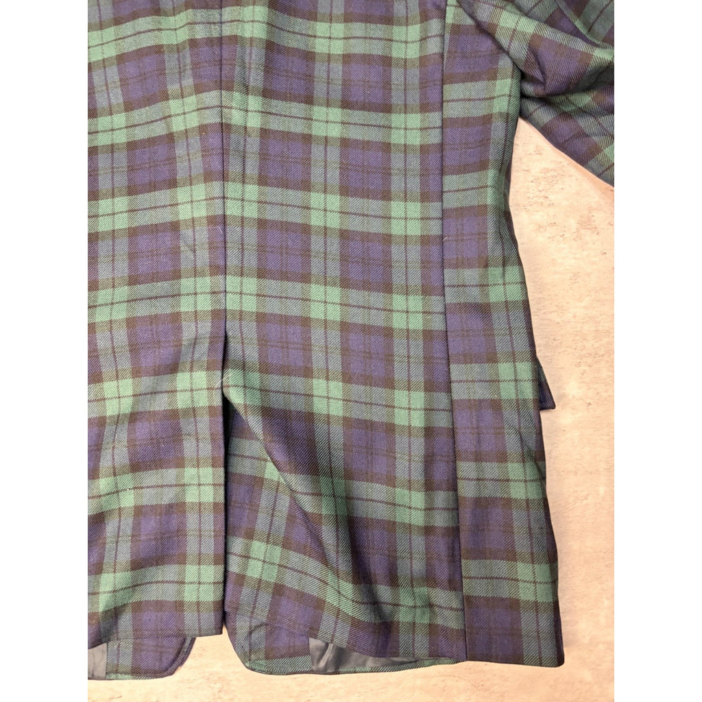 Vintage 1990s Tommy Hilfiger Green / Blue Plaid Print Blazer Jacket Size 18 Reg