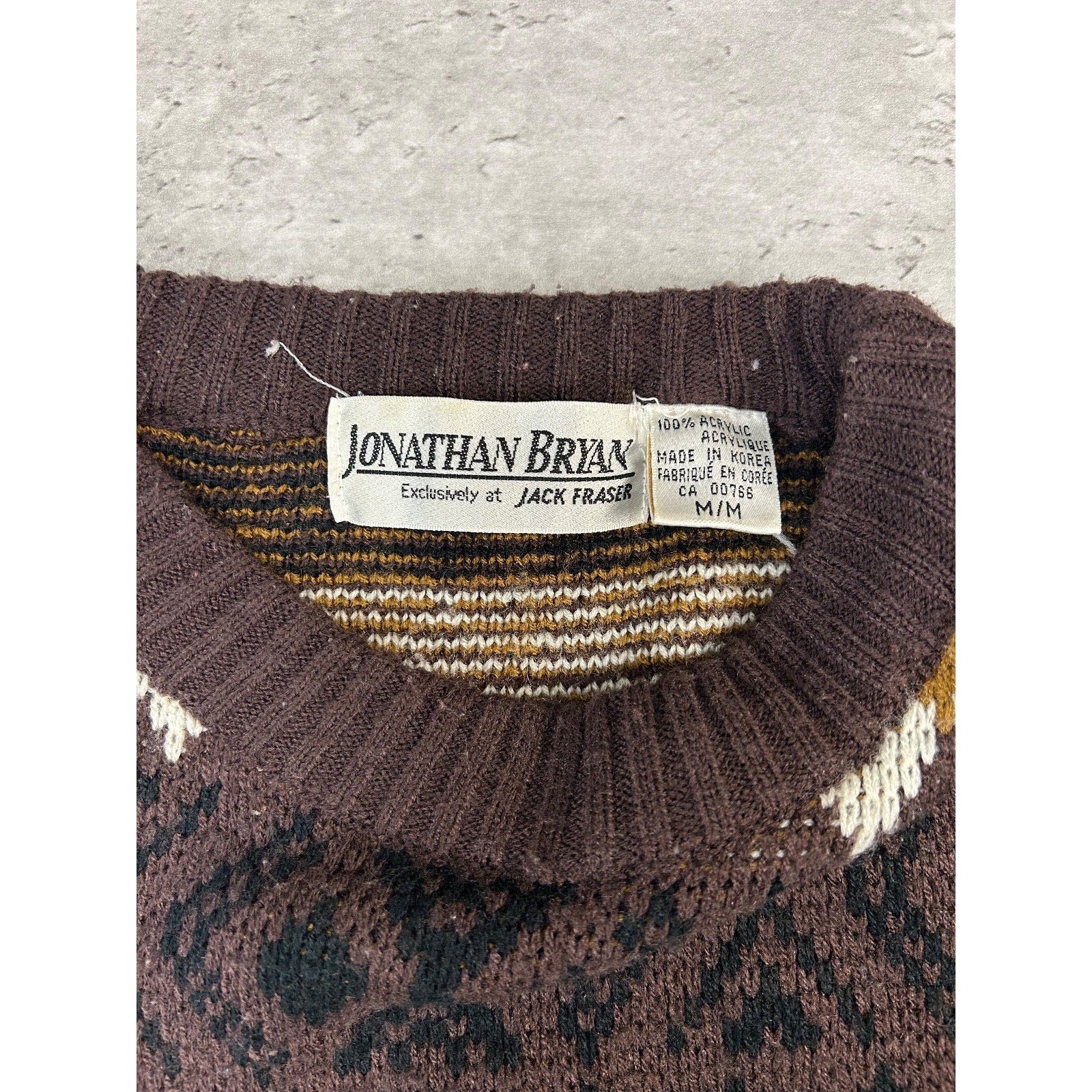 Vintage 90s Jonathan Bryan Diamond Stripe Print Pullover Knit Sweater Sz Medium
